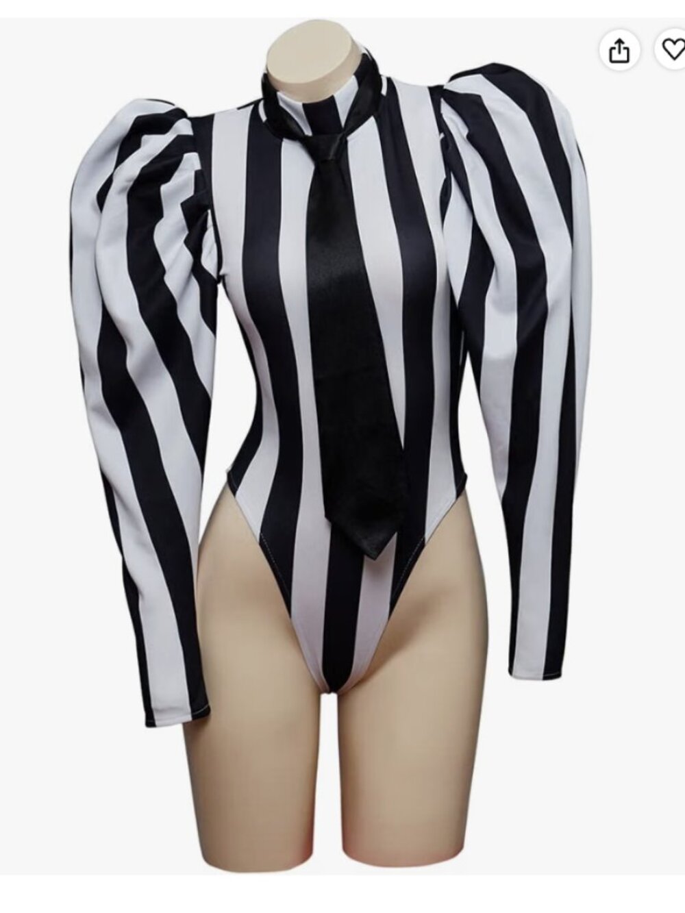 Beetlejuice Beetle Bombshell Striped Puff Sleeve Bodysuit Costume Size 3X